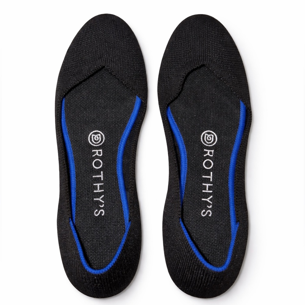 Rothy’s Round Toe Flats Size 7 Black Knit Washable Comfort Work Shoe
